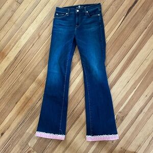 7 FOR ALL MANKIND SLIM ILLUSION BOOTCUT IN OPULENT WITH PINK ACCENT ON CUFFS